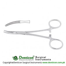 Mikulicz-Baby Peritoneum Forcep Curved - 1 x 2 Teeth Stainless Steel, 14.5 cm - 5 3/4"